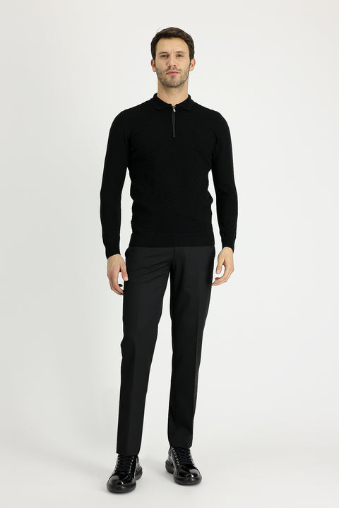 Black 7 Drop Slim Fit Narrow Cut Lycra Classic Fabric Trousers