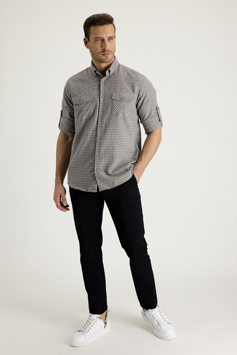 Siyah Regular Fit Standart Kesim Pamuk Kanvas / Chino Pantolon