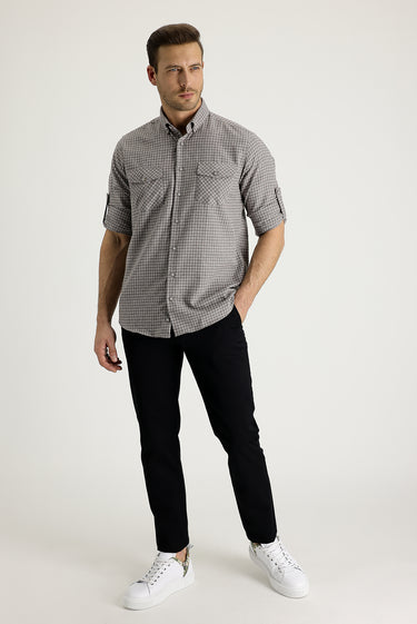 Siyah Slim Fit Dar Kesim Pamuk Kanvas / Chino Pantolon