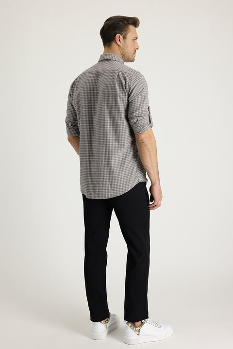 Siyah Slim Fit Dar Kesim Pamuk Kanvas / Chino Pantolon