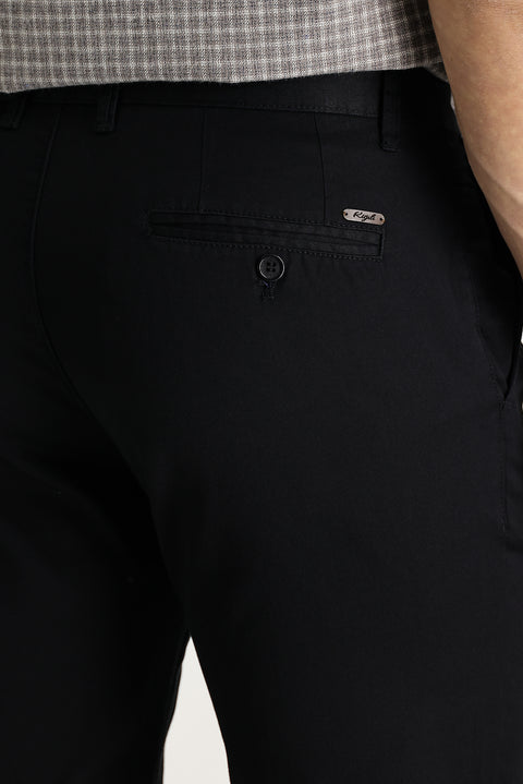 Siyah Slim Fit Dar Kesim Pamuk Kanvas / Chino Pantolon
