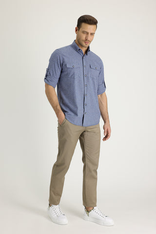  Açık Kahve  7 Drop Slim Fit Dar Kesim Pamuk Kanvas / Chino Pantolon