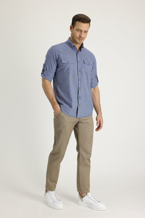 Açık Kahve  7 Drop Slim Fit Dar Kesim Pamuk Kanvas / Chino Pantolon