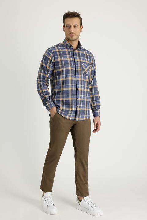 Orta Kahve Slim Fit Dar Kesim Pamuk Kanvas / Chino Pantolon