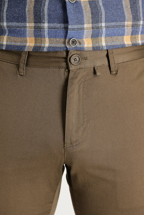 Orta Kahve Slim Fit Dar Kesim Pamuk Kanvas / Chino Pantolon