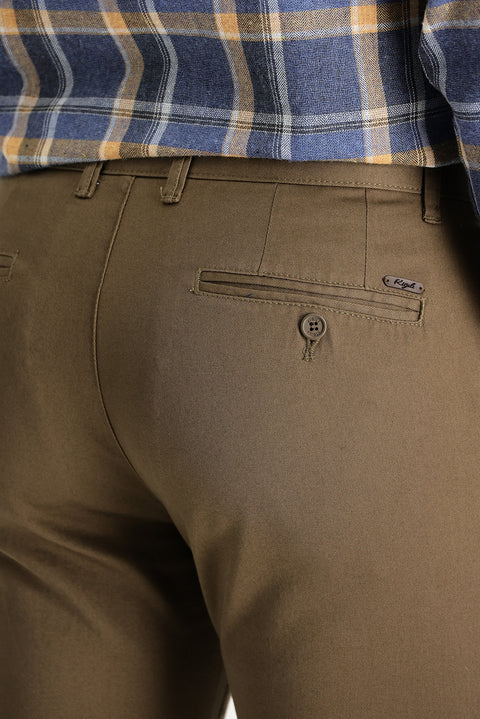 Orta Kahve Slim Fit Dar Kesim Pamuk Kanvas / Chino Pantolon