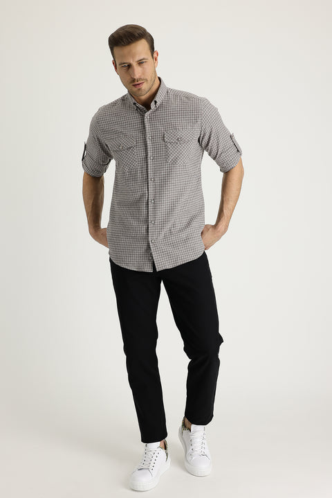 Siyah Slim Fit Dar Kesim Pamuk Kanvas / Chino Pantolon