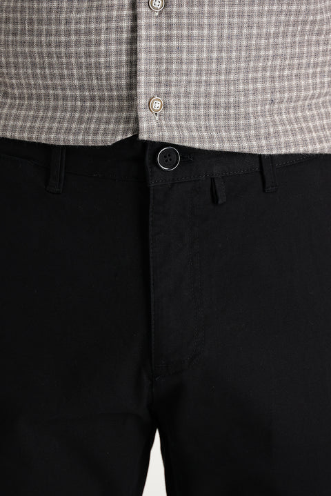 Siyah 7 Drop Slim Fit Dar Kesim Pamuk Kanvas / Chino Pantolon