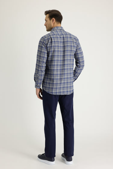 Koyu Lacivert Slim Fit Dar Kesim Pamuk Kanvas / Chino Pantolon