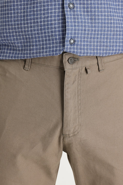 Orta Bej Slim Fit Dar Kesim Pamuk Kanvas / Chino Pantolon