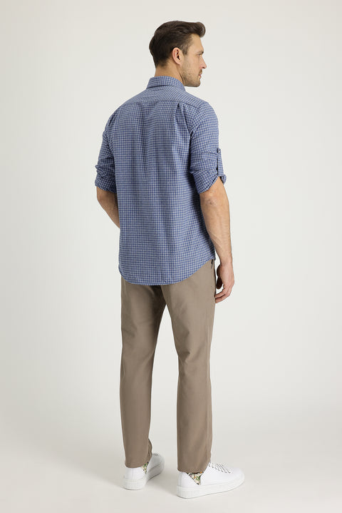 Orta Bej Regular Fit Standart Kesim Pamuk Kanvas / Chino Pantolon