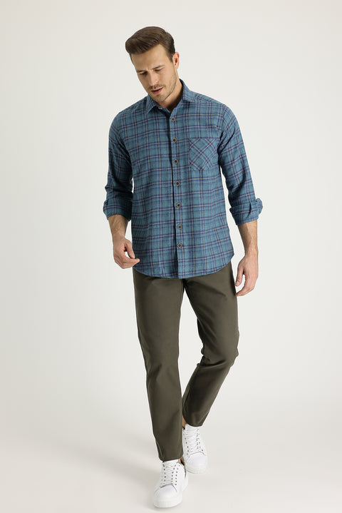 Asker Haki Regular Fit Standart Kesim Pamuk Kanvas / Chino Pantolon