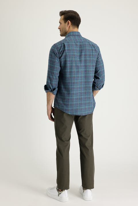 Asker Haki Slim Fit Dar Kesim Pamuk Kanvas / Chino Pantolon