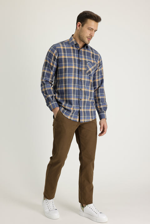 Khaki Slim Fit Cotton Canvas / Chino Trousers