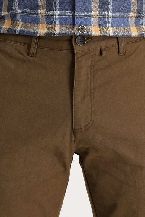 Khaki Slim Fit Cotton Canvas / Chino Trousers