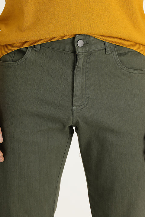 Light Khaki Regular Fit Standard Cut Stretchy Canvas / Chino Trousers