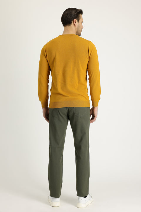Light Khaki Regular Fit Standard Cut Stretchy Canvas / Chino Trousers
