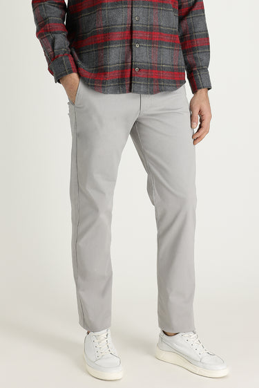 Açık Gri Regular Fit Likralı Kanvas / Chino Pantolon