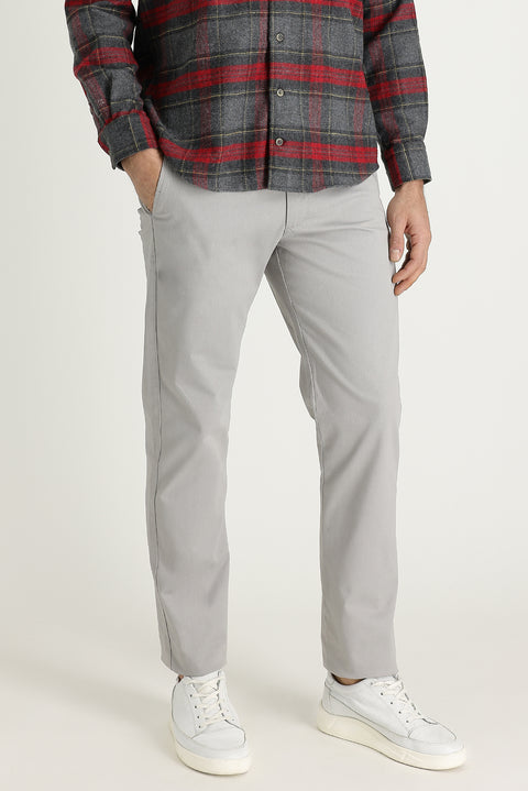 Açık Gri Regular Fit Standart Kesim Likralı Kanvas / Chino Pantolon