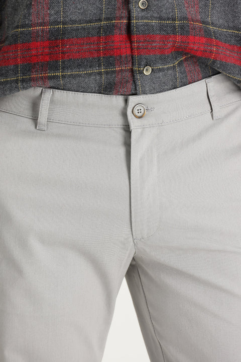 Açık Gri Regular Fit Standart Kesim Likralı Kanvas / Chino Pantolon