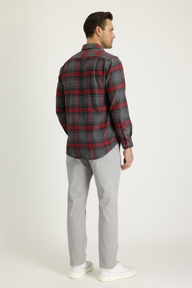 Açık Gri Regular Fit Likralı Kanvas / Chino Pantolon