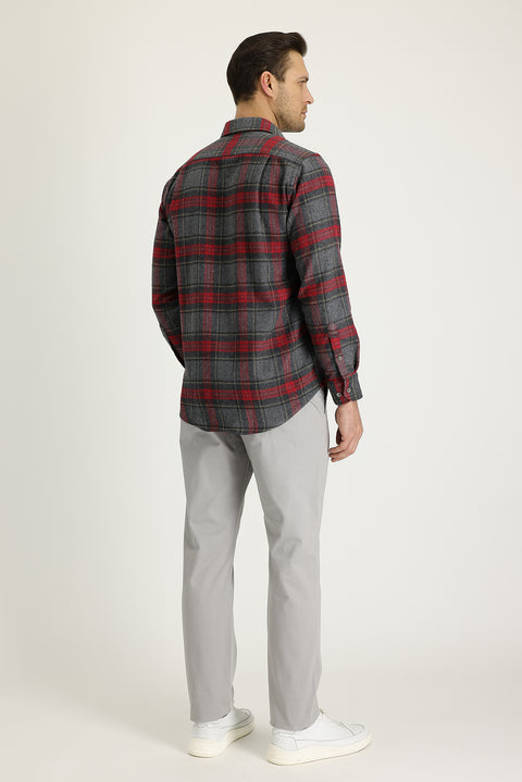 Açık Gri Regular Fit Standart Kesim Likralı Kanvas / Chino Pantolon