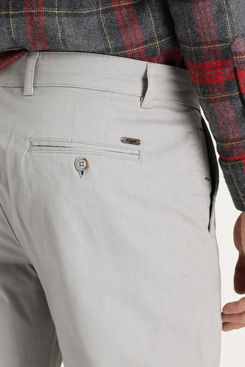 Açık Gri Regular Fit Standart Kesim Likralı Kanvas / Chino Pantolon