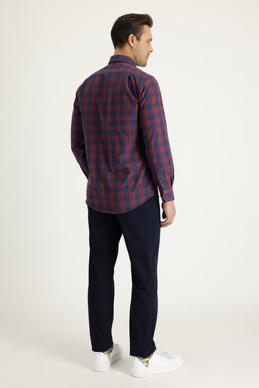 Koyu Lacivert Regular Fit Likralı Kanvas / Chino Pantolon