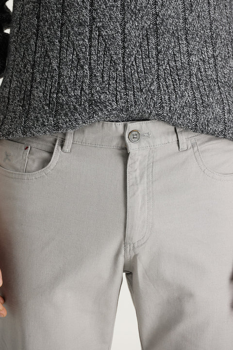 Açık Gri Regular Fit Standart Kesim Likralı Kanvas / Chino Pantolon