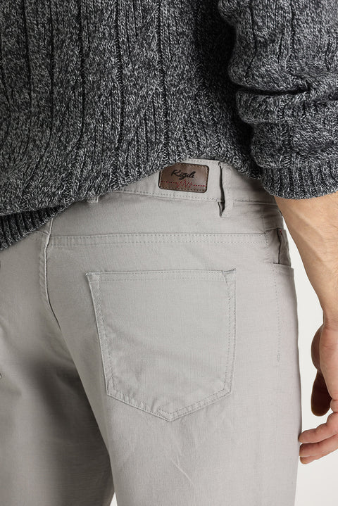 Açık Gri Regular Fit Standart Kesim Likralı Kanvas / Chino Pantolon