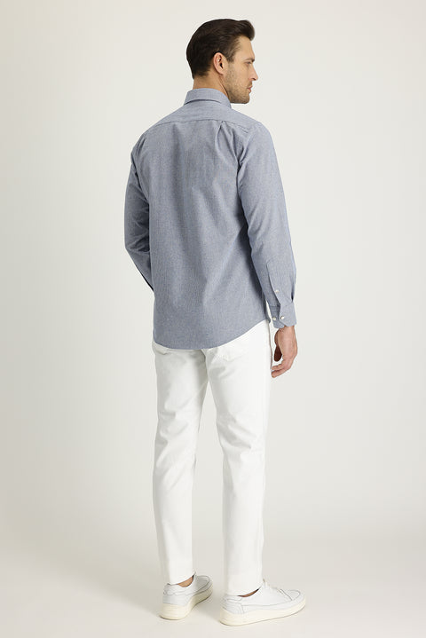 Beyaz Slim Fit Dar Kesim Likralı Kanvas / Chino Pantolon