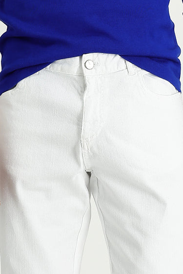  Beyaz Regular Fit Likralı Kanvas / Chino Pantolon