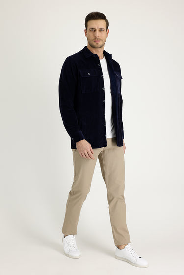 Orta Bej Slim Fit Dar Kesim Likralı Kanvas / Chino Pantolon