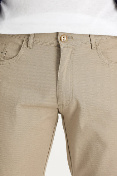 Orta Bej Slim Fit Dar Kesim Likralı Kanvas / Chino Pantolon