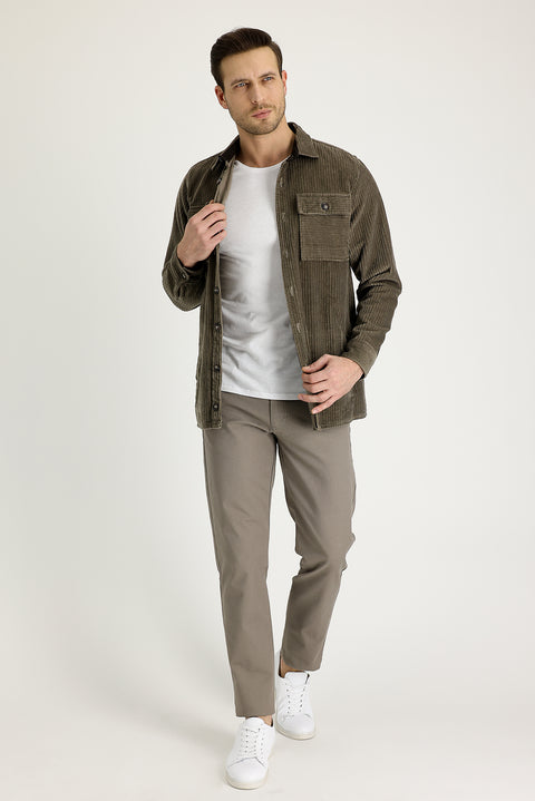 Orta Vizon 7 Drop Slim Fit Dar Kesim Likralı Kanvas / Chino Pantolon