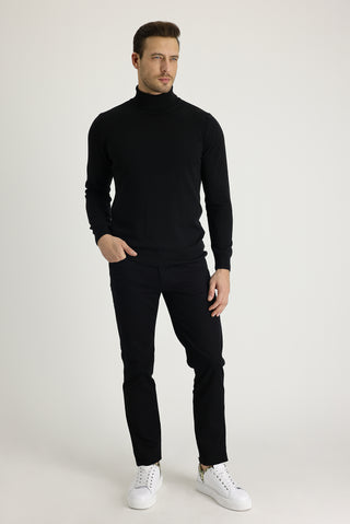  Siyah 7 Drop Slim Fit Dar Kesim Likralı Kanvas / Chino Pantolon