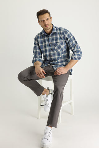  Orta Vizon 7 Drop Slim Fit Dar Kesim Likralı Kanvas / Chino Pantolon
