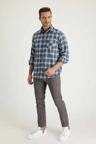  Orta Vizon 7 Drop Slim Fit Dar Kesim Likralı Kanvas / Chino Pantolon