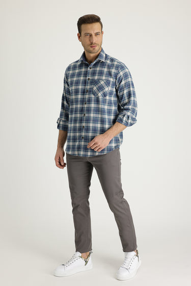 Orta Vizon Slim Fit Dar Kesim Likralı Kanvas / Chino Pantolon