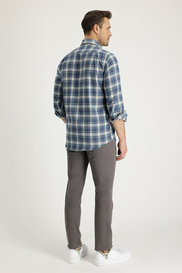 Orta Vizon Slim Fit Dar Kesim Likralı Kanvas / Chino Pantolon