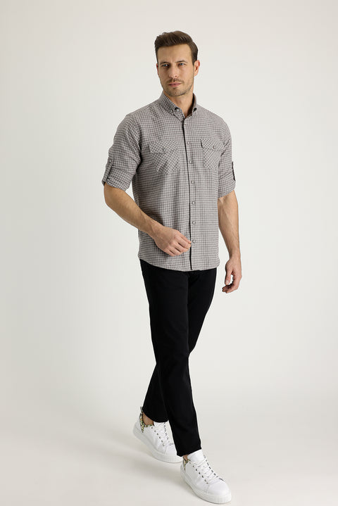 Siyah Slim Fit Dar Kesim Likralı Kanvas / Chino Pantolon