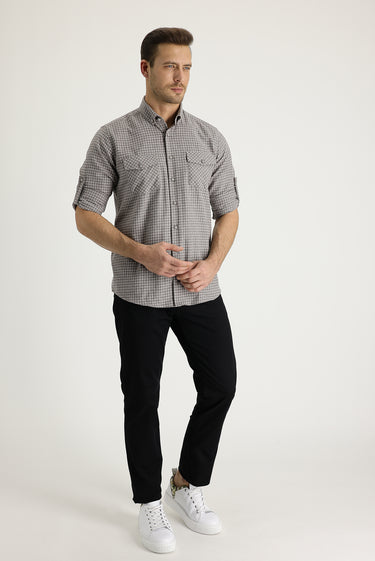 Siyah Relaxed Fit Rahat Kesim Likralı Kanvas / Chino Pantolon