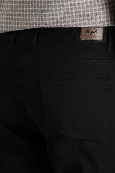 Siyah Regular Fit Likralı Kanvas / Chino Pantolon