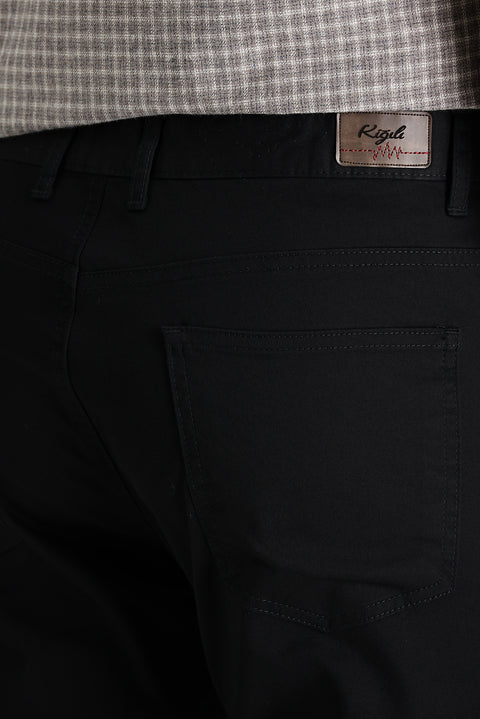 Siyah 6 Drop Regular Fit Standart Kesim Likralı Kanvas / Chino Pantolon