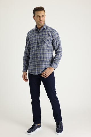  Koyu Lacivert 6 Drop Regular Fit Standart Kesim Likralı Kanvas / Chino Pantolon