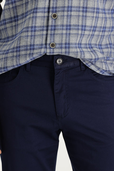 Dark Navy Relaxed Fit Stretch Canvas / Chino Trousers