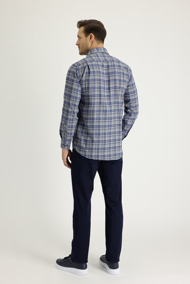 Koyu Lacivert Relaxed Fit Rahat Kesim Likralı Kanvas / Chino Pantolon