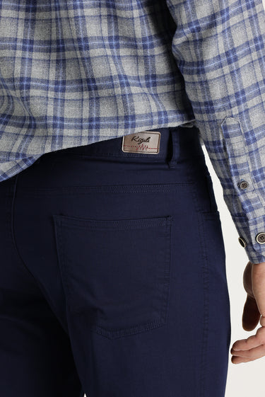 Koyu Lacivert Regular Fit Likralı Kanvas / Chino Pantolon