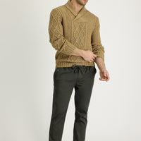 Açık Haki Slim Fit Dar Kesim Beli Lastikli İpli Likralı Kanvas / Chino Pantolon