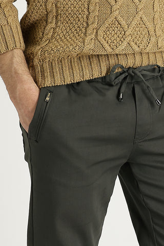  Açık Haki 7 Drop Slim Fit Dar Kesim Beli Lastikli İpli Likralı Kanvas / Chino Pantolon